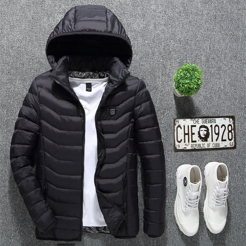 USB Heated Jacket Coat - Men's Winter Thermal Heating Jacket with Removable Hood