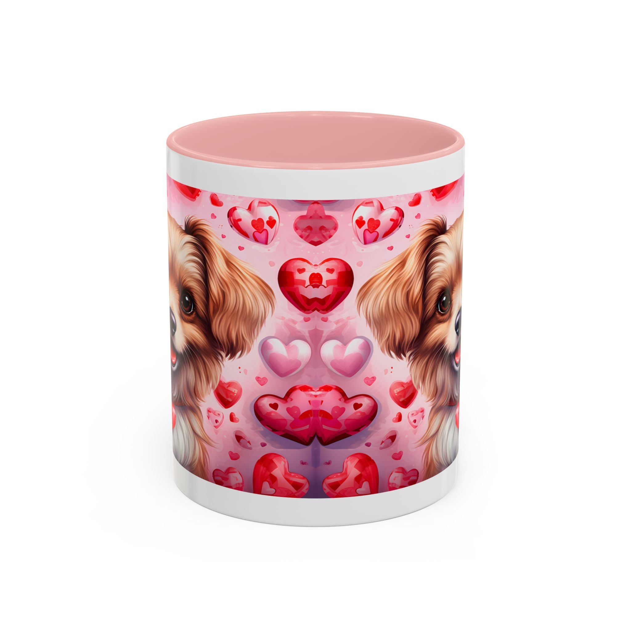 Cute Dog Lover's Accent Coffee Mug - Valentine's Day Heart Design - 11/15oz