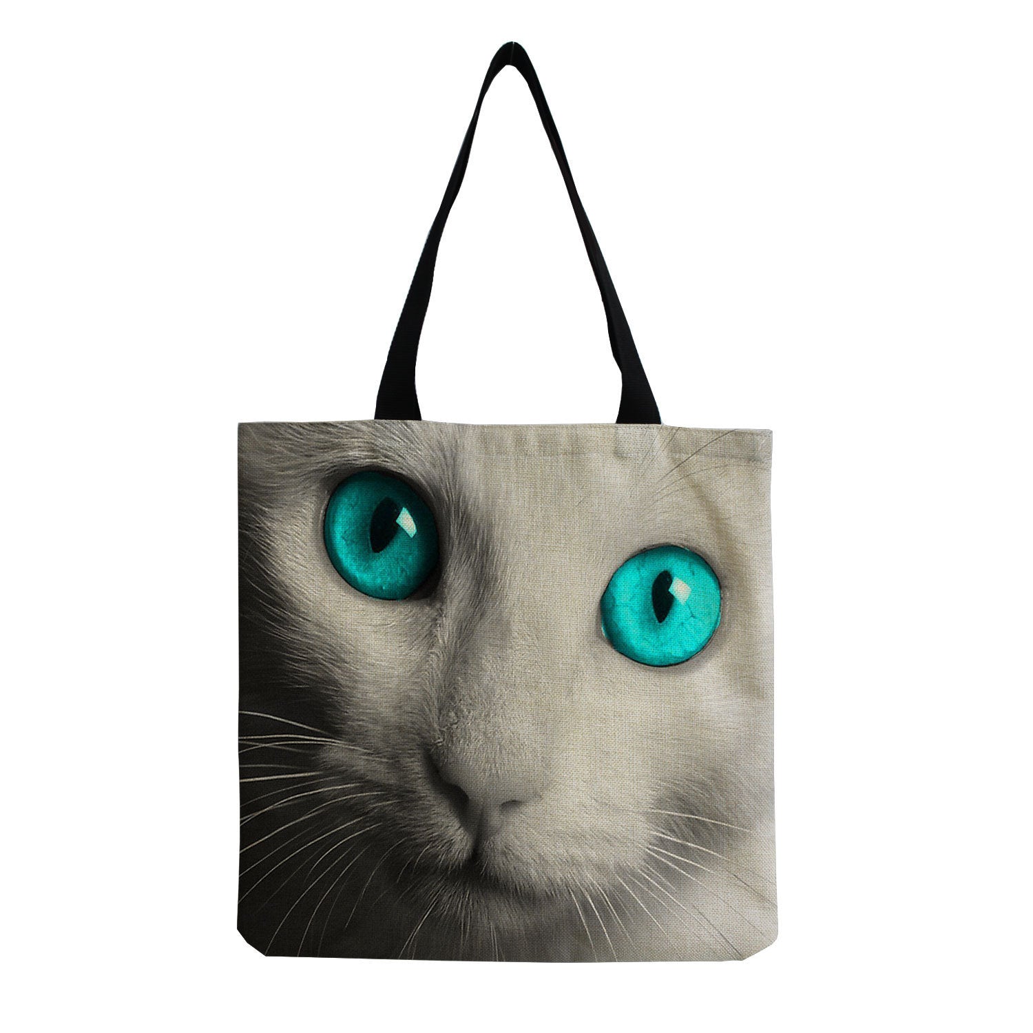 Cat-Printed Cotton & Linen Shopping Bag – Playful & Eco-Friendly Tote 🐱✨