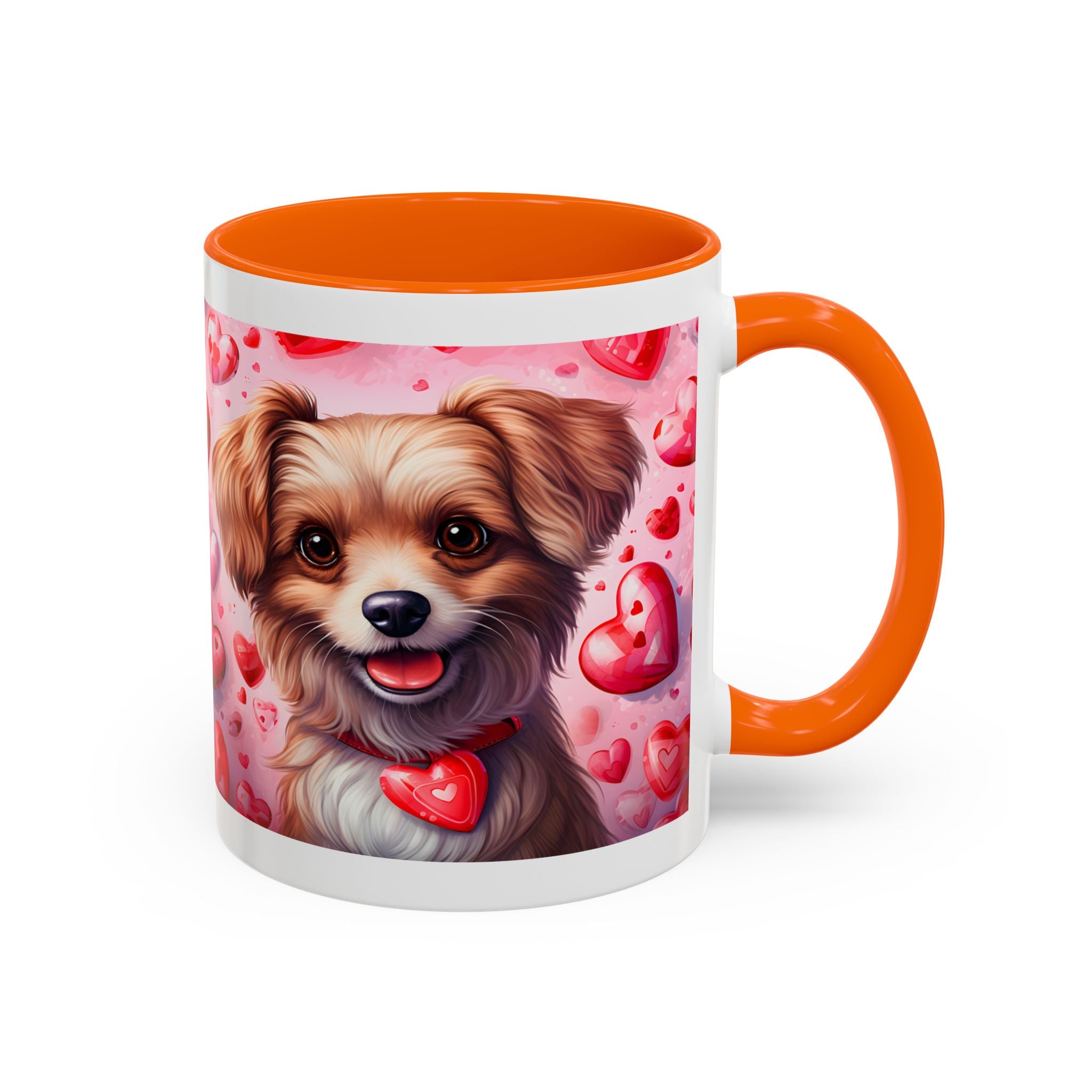 Cute Dog Lover's Accent Coffee Mug - Valentine's Day Heart Design - 11/15oz