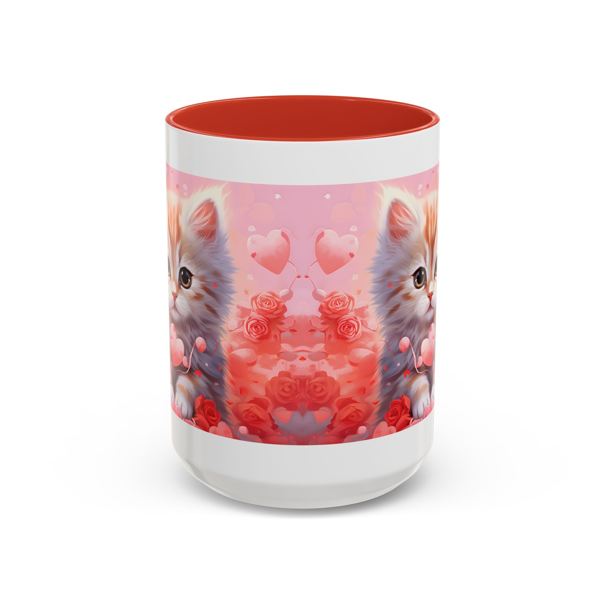 Cute Cat Love Accent Coffee Mug - Perfect Gift for Cat Lovers & Valentine's Day