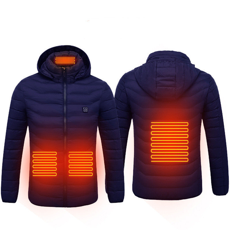 USB Heated Jacket Coat - Men's Winter Thermal Heating Jacket with Removable Hood