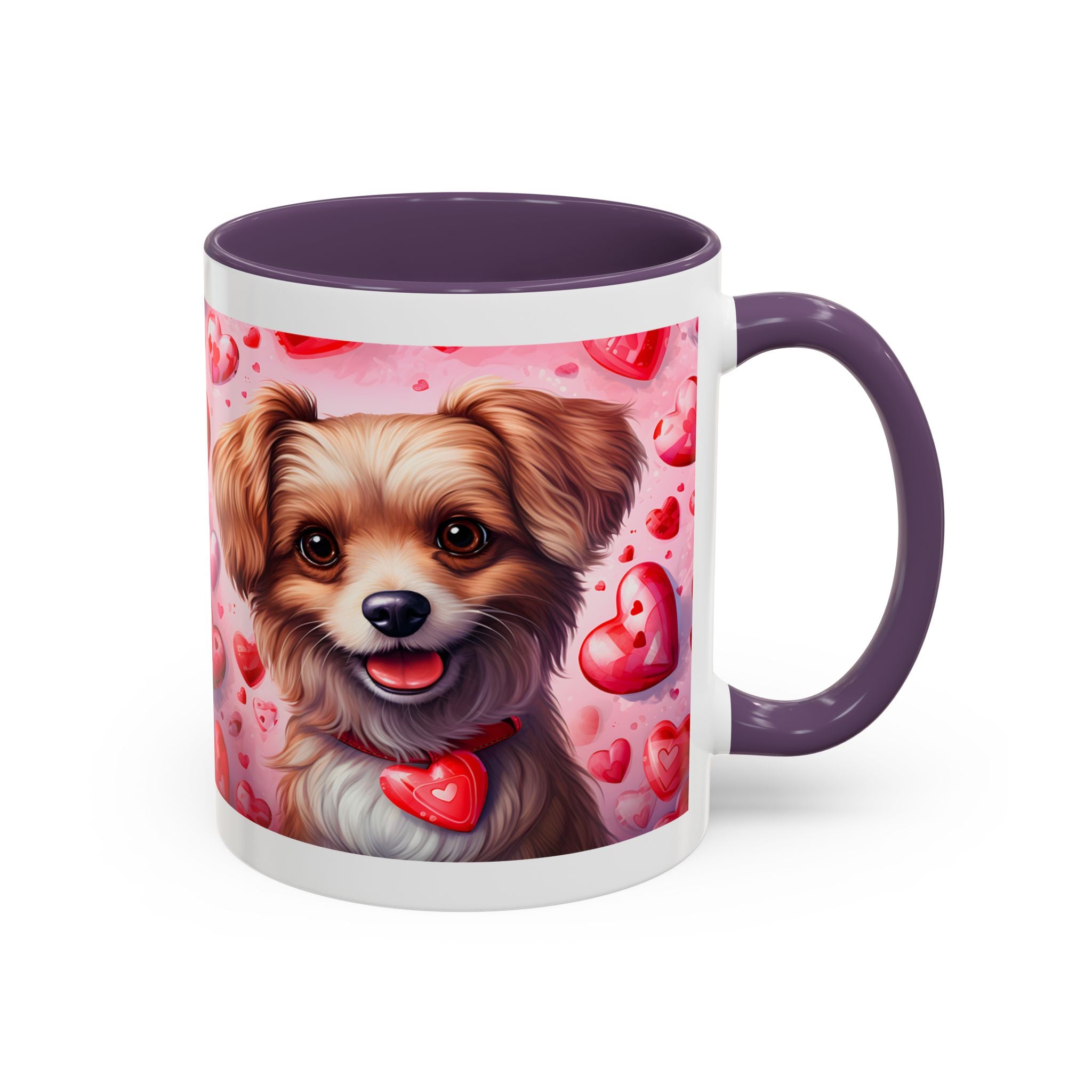 Cute Dog Lover's Accent Coffee Mug - Valentine's Day Heart Design - 11/15oz