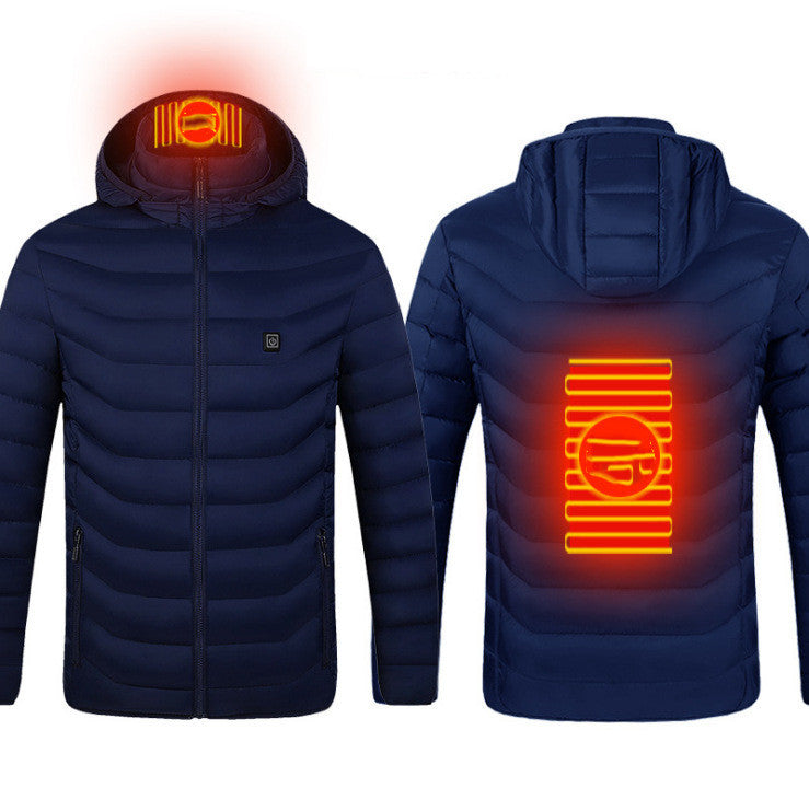 USB Heated Jacket Coat - Men's Winter Thermal Heating Jacket with Removable Hood