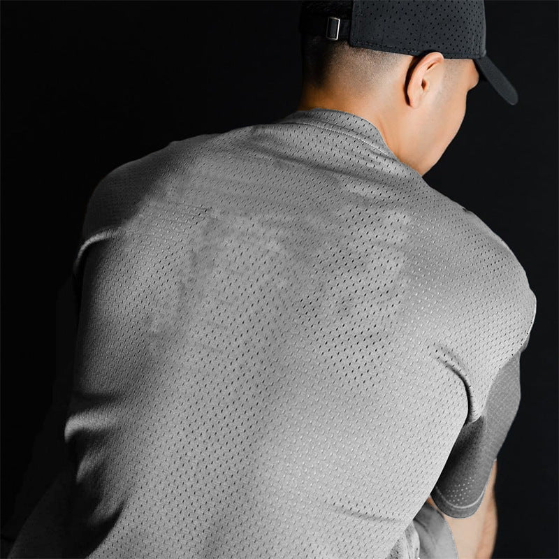 Fitness Muscle Men's Gym Mesh Breathable Short Sleeve