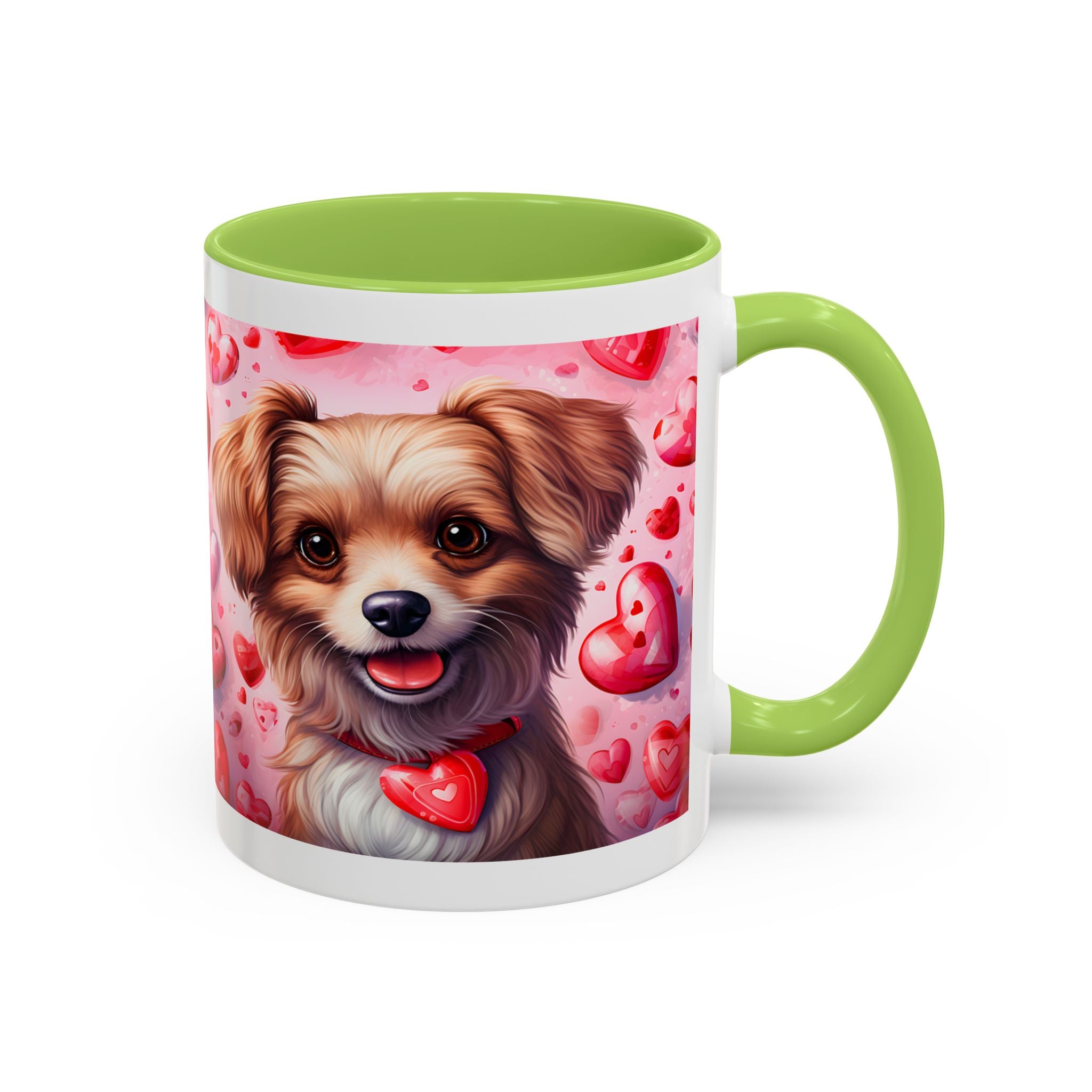 Cute Dog Lover's Accent Coffee Mug - Valentine's Day Heart Design - 11/15oz