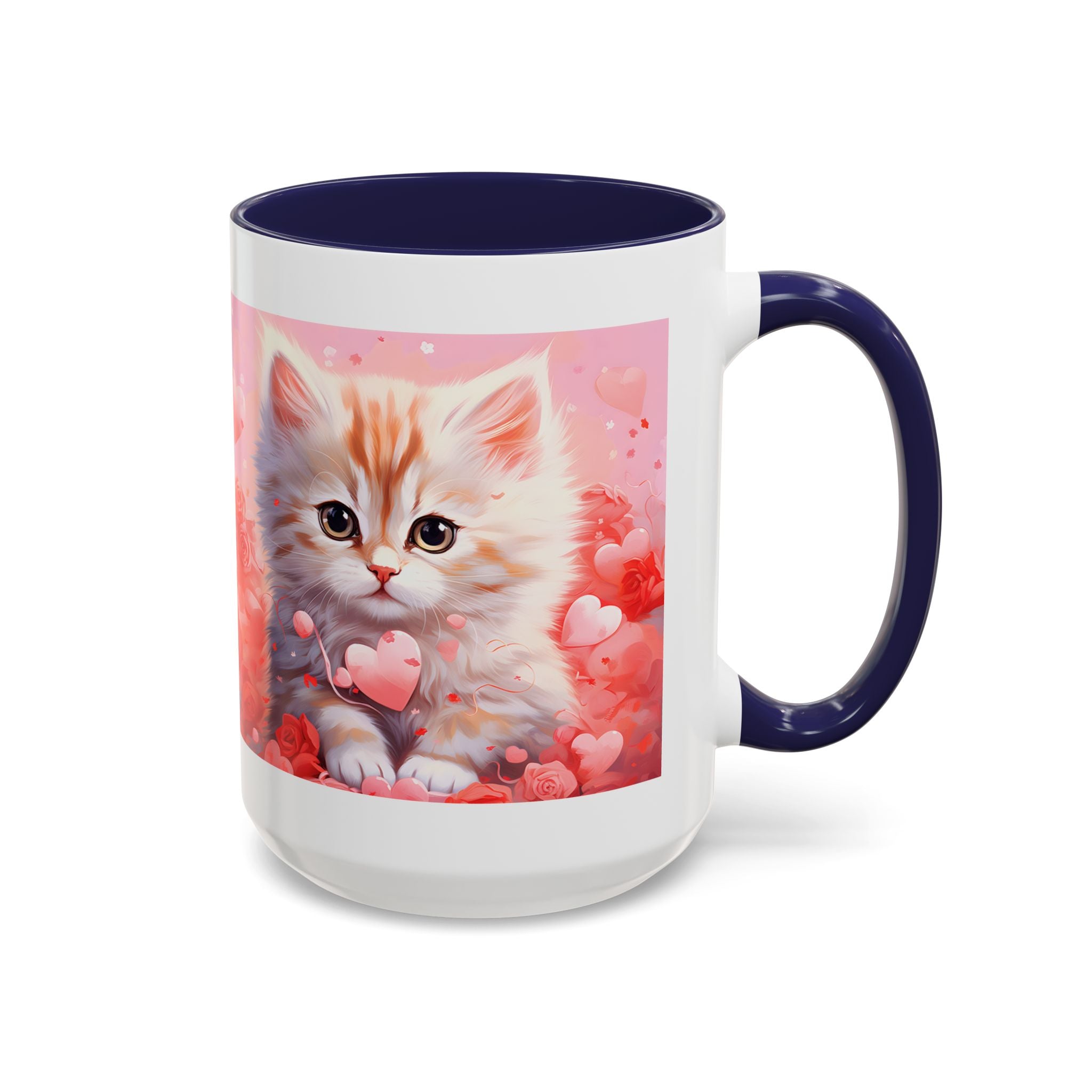 Cute Cat Love Accent Coffee Mug - Perfect Gift for Cat Lovers & Valentine's Day