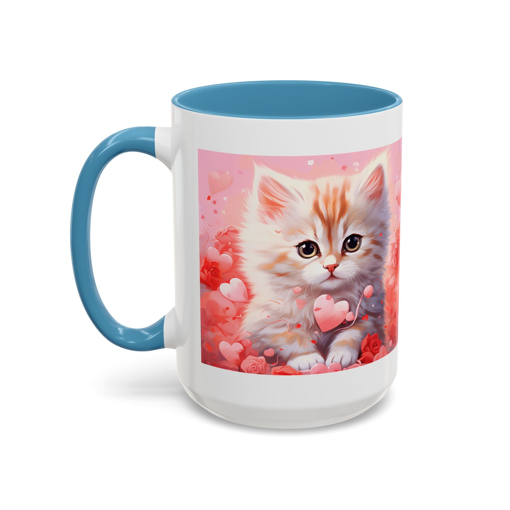 Cute Cat Love Accent Coffee Mug - Perfect Gift for Cat Lovers & Valentine's Day