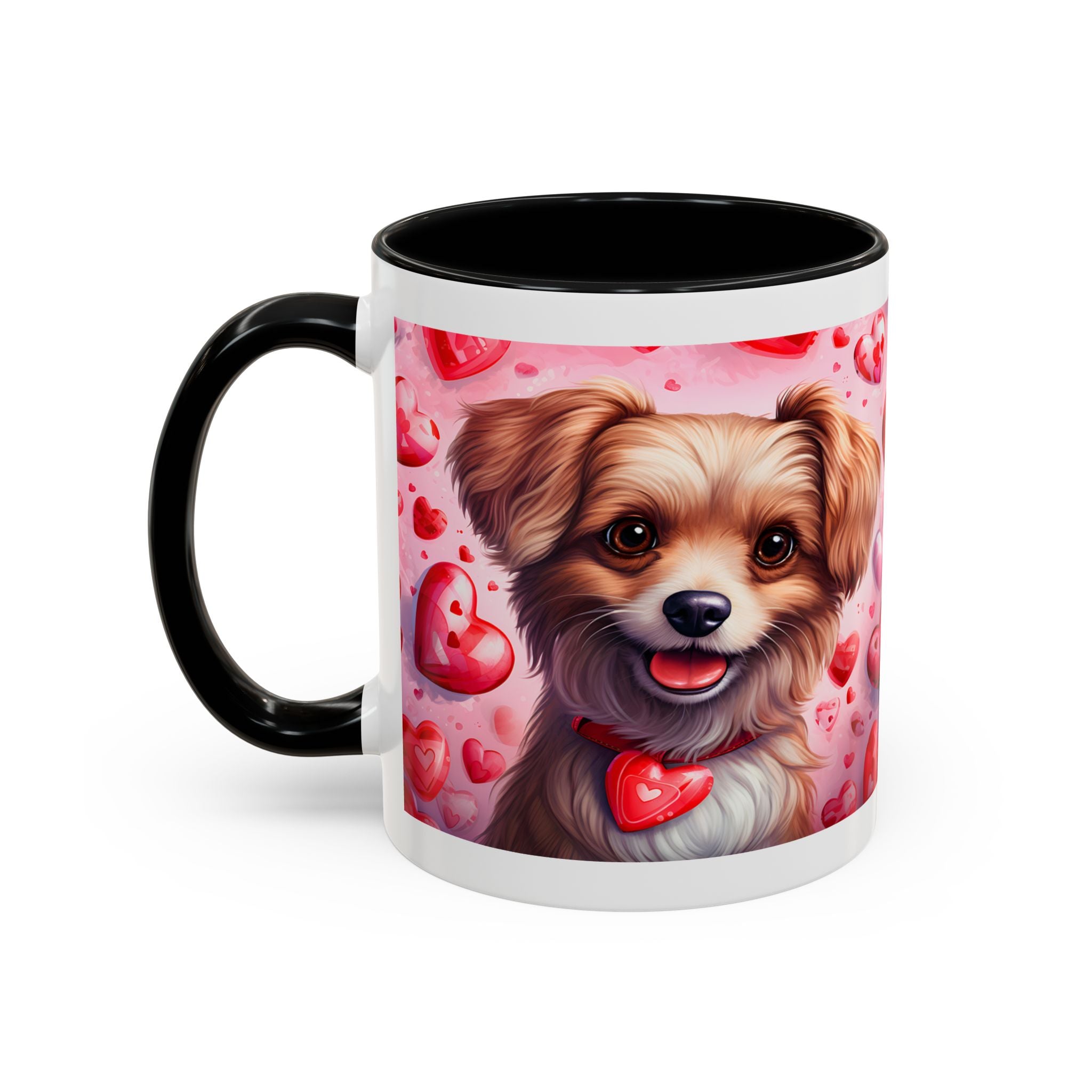 Cute Dog Lover's Accent Coffee Mug - Valentine's Day Heart Design - 11/15oz