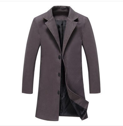 Autumn And Winter New Men's Solid Color Casual Business Woolen Coat