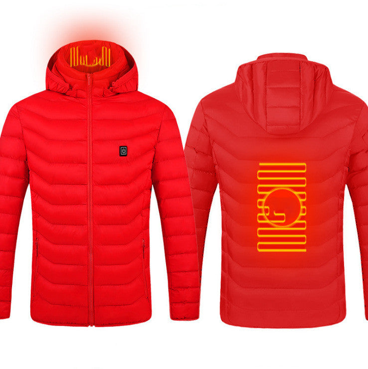 USB Heated Jacket Coat - Men's Winter Thermal Heating Jacket with Removable Hood