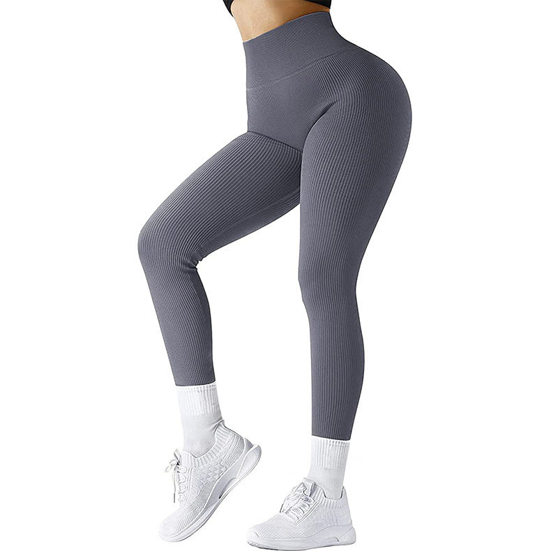 Legging de fitness taille haute en tricot sans coutures – Pantalon de yoga et de course amincissant