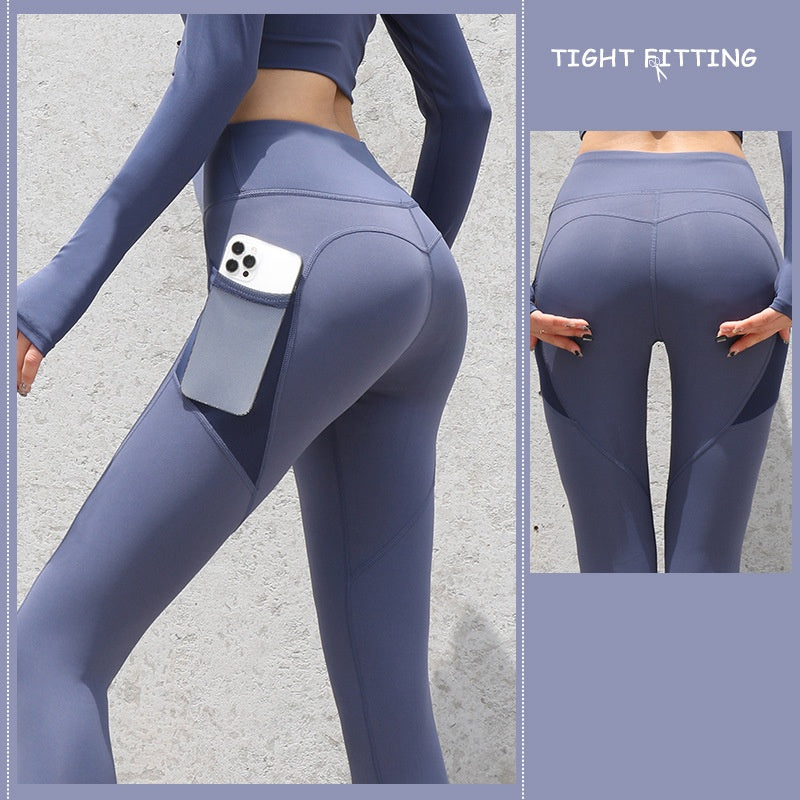 Leggings de sport sans couture avec poches – Pantalon de yoga push-up taille haute pour femme