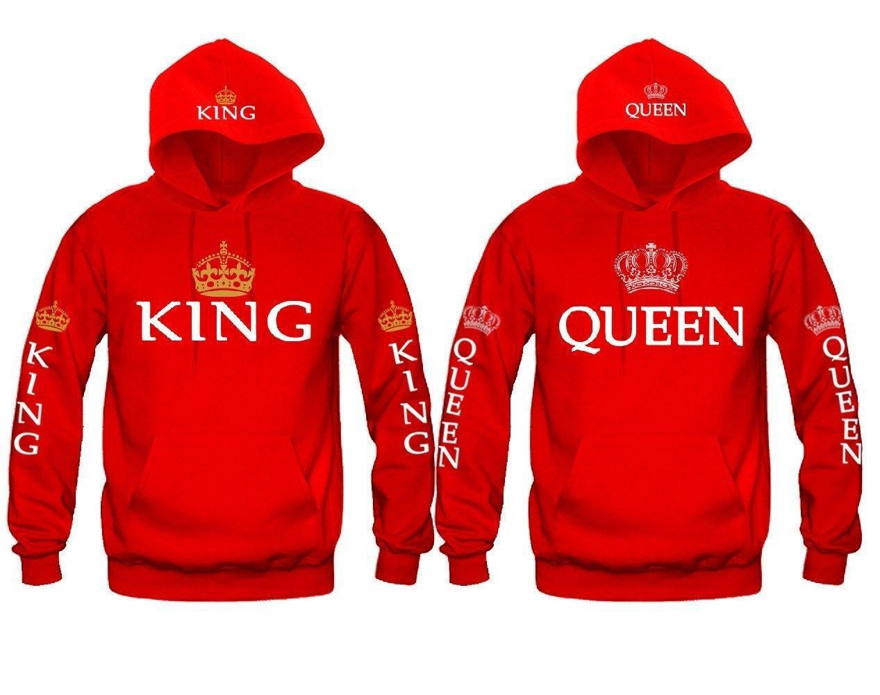 Blue, Red & Black King & Queen Hoodies