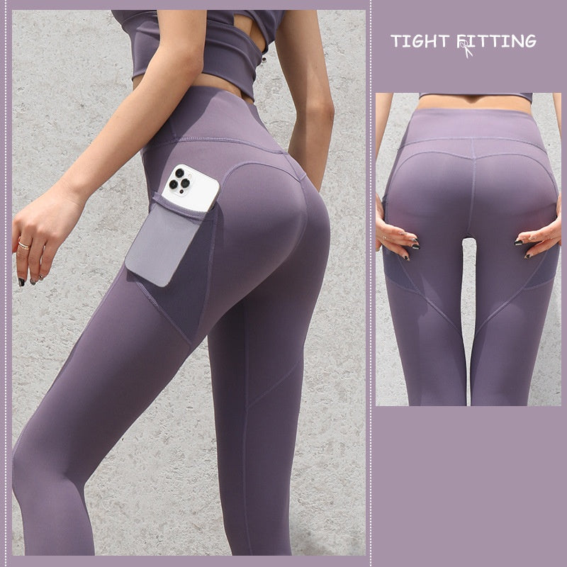 Gym Sport Seamless Leggings with Pockets – High Waist Push-Up Fitness Yoga Pants for Women