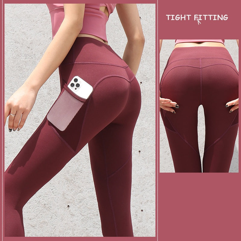 Leggings de sport sans couture avec poches – Pantalon de yoga push-up taille haute pour femme