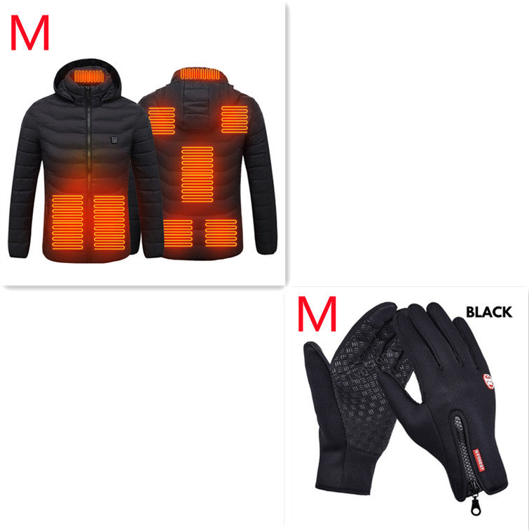 USB Heated Jacket Coat - Men's Winter Thermal Heating Jacket with Removable Hood