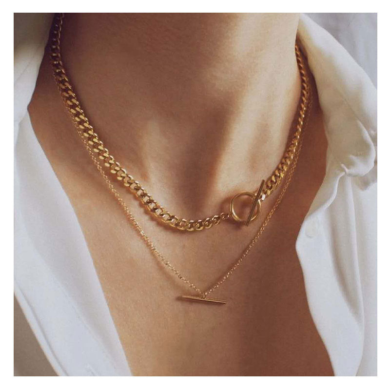 Double OT Chain Necklace - Elegant Pendant Necklace for Women 💖✨