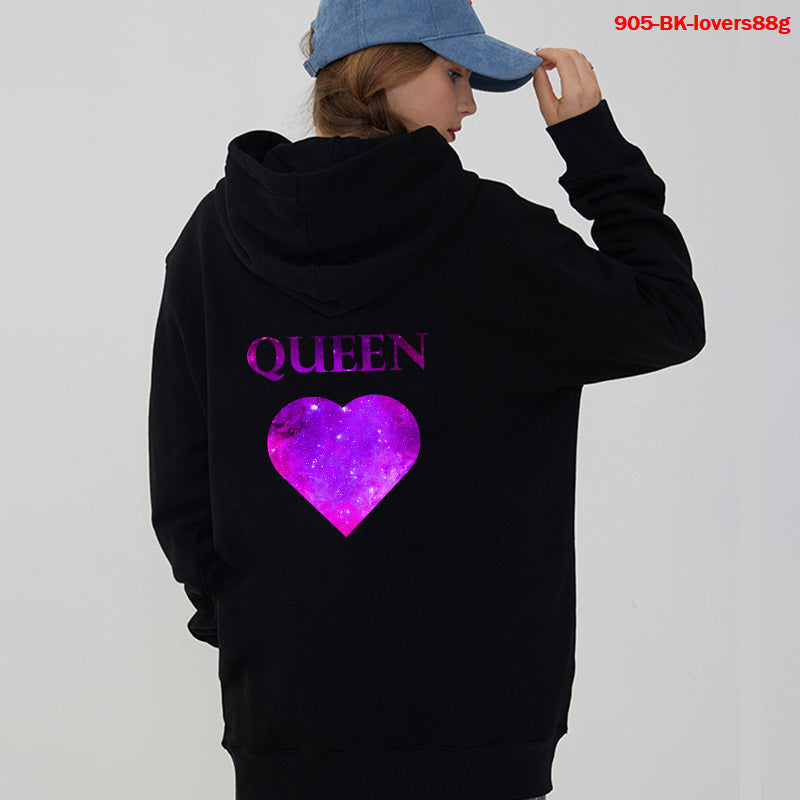 King & Queen Couple Hoodies - Stylish Printed Sweatshirts for Couples