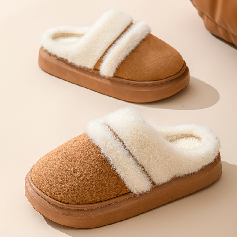 Fashion Warm Cotton Slippers for Women - Cozy Winter Home Shoes