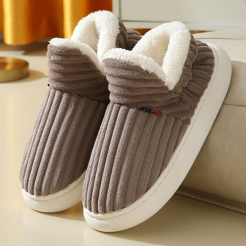 Cozy Winter Indoor-Outdoor Cotton Plush Slippers - Warm Anti-Slip Fleece Lined Shoes for Couples