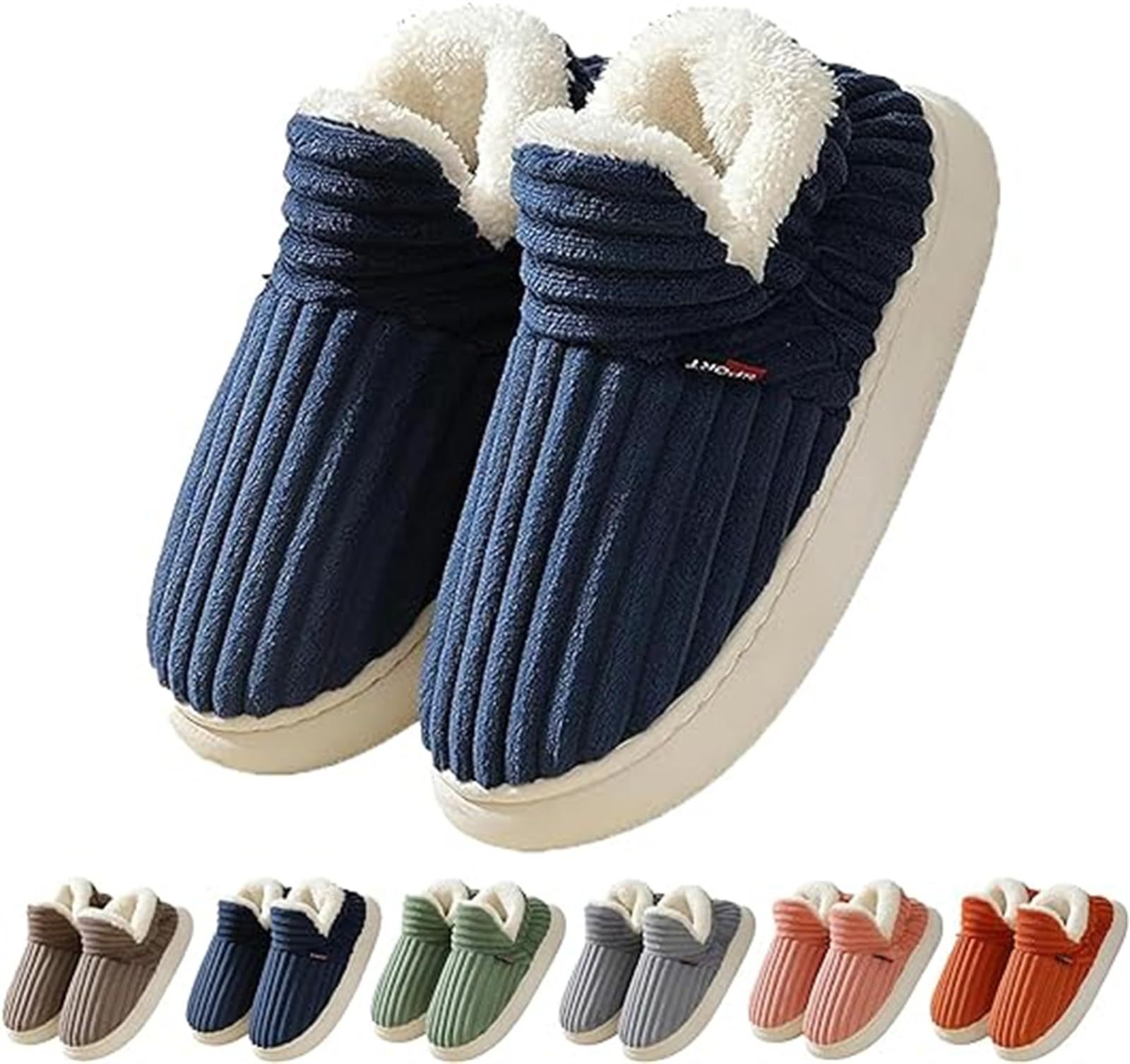 Cozy Winter Indoor-Outdoor Cotton Plush Slippers - Warm Anti-Slip Fleece Lined Shoes for Couples