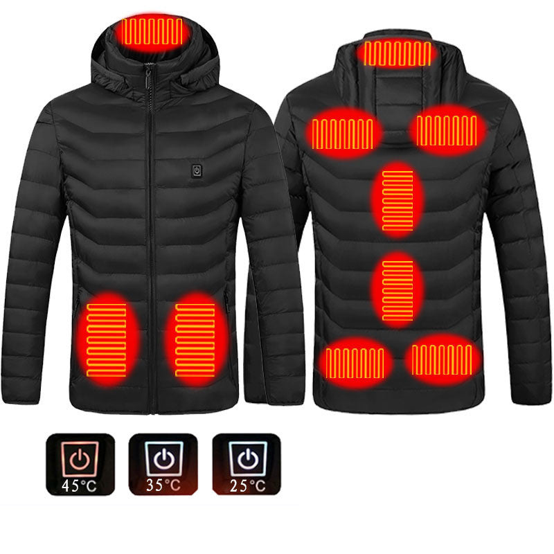 USB Heated Jacket Coat - Men's Winter Thermal Heating Jacket with Removable Hood