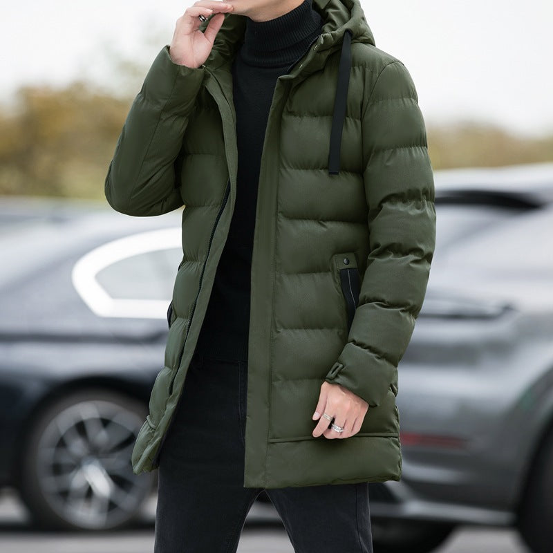 Long Hooded Winter Jacket for Men - Windproof, Warm Outdoor Coat