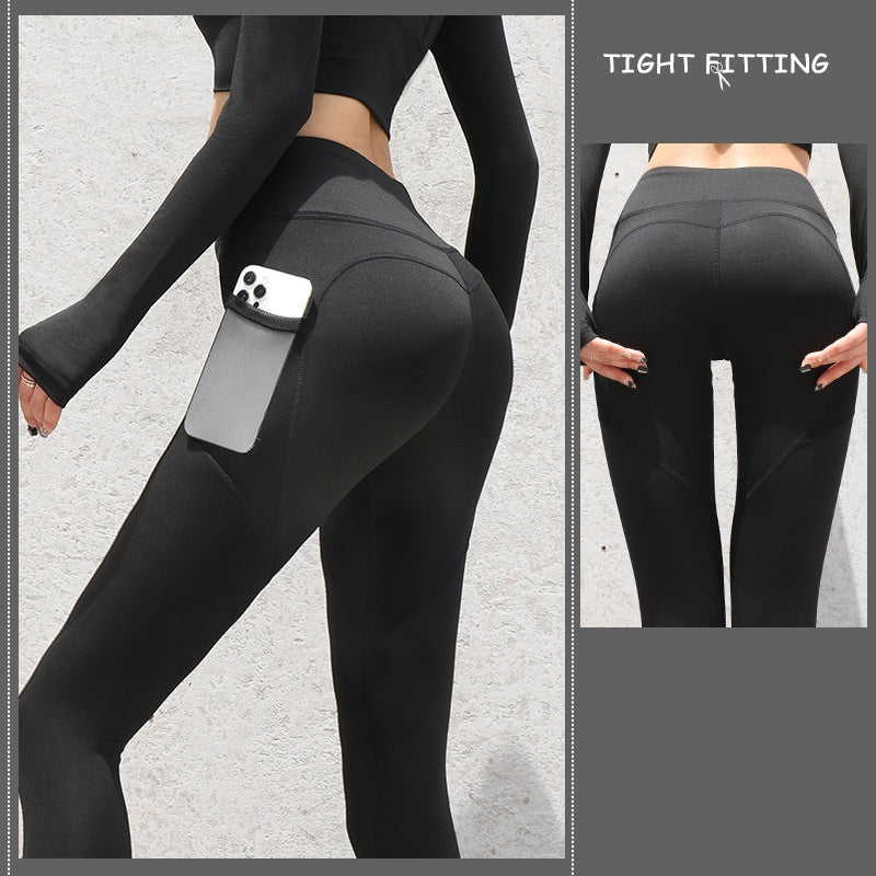 Leggings de sport sans couture avec poches – Pantalon de yoga push-up taille haute pour femme